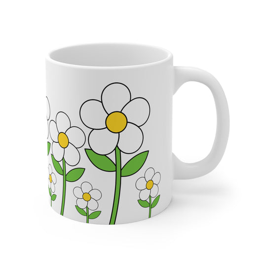 Cartoon Curved Flowers Mug 11oz